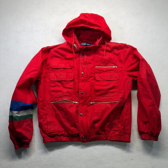 Ralph Lauren Other - Vintage 90s Polo Ralph Lauren Red Utility Hooded Jacket Mens M